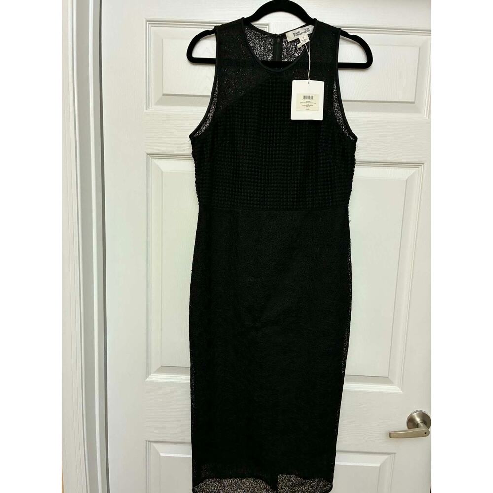 Diane‎ Von Furstenberg Black Lace Midi Dress 12 Sleeveless NWT